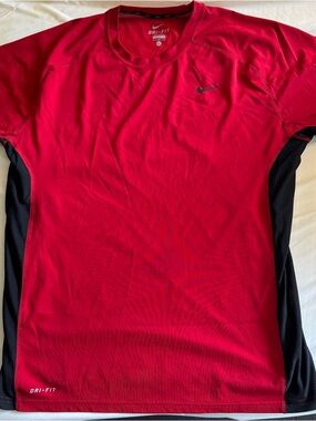 Nike Red and Black Dri-FIT Short Sleeve Athletic Tee
